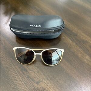 Used good condition Vogue Women's Cream Frame Sunglasses with Black Lenses